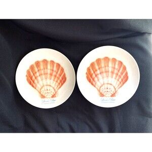 2 Florida Marketplace Captiva Lions Paw Shell Plates Salad Dessert Beach Coastal